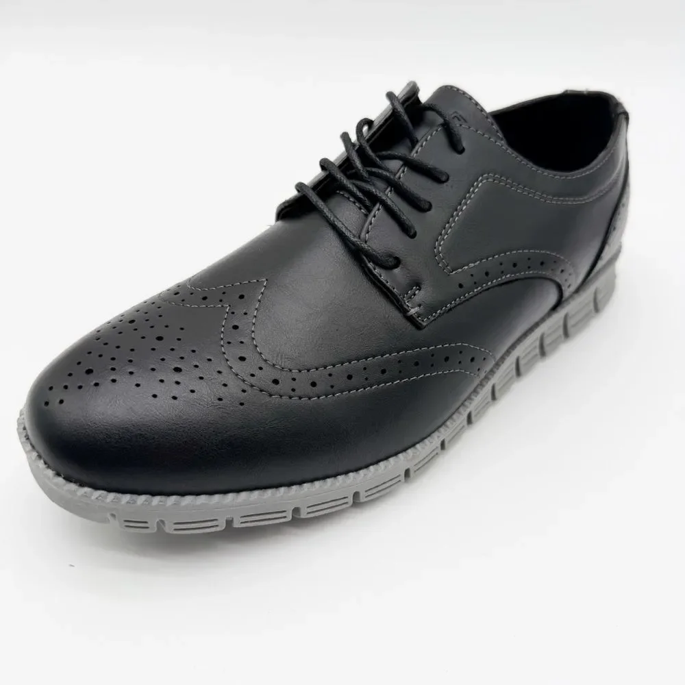 Deer Stags Corvallis Wingtip Oxford Dress Shoes Comfort Sole Black Gray 9.5 NEW